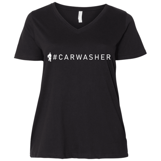 JUST A CAR WASHER Ladies' Curvy V-Neck T-Shirt